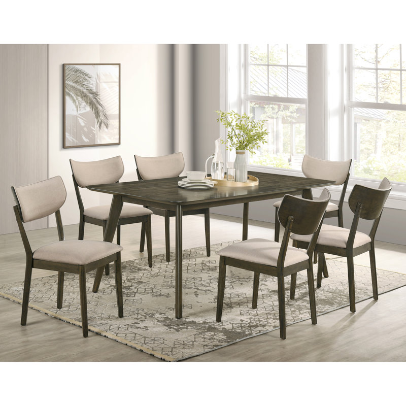Ariana 7-Piece Rectangular Dining Table Set, 7 Pieces: Table, 6 Chairs