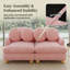 Canapé d'angle modulaire en chenille rose, 241 cm (95 po), canapé trois places à assise profonde avec 1 pouf et 6 coussins décoratifs.-381675893-381675886
