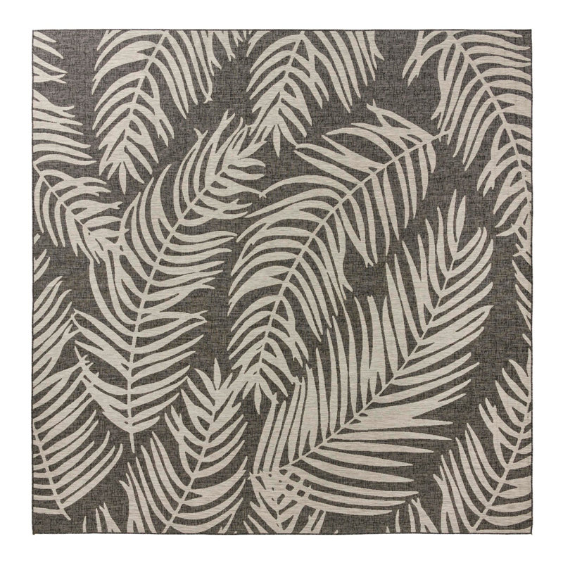Tapis intérieur / extérieur gris anthracite / gris / ivoire Valletta, Carré 13 pi