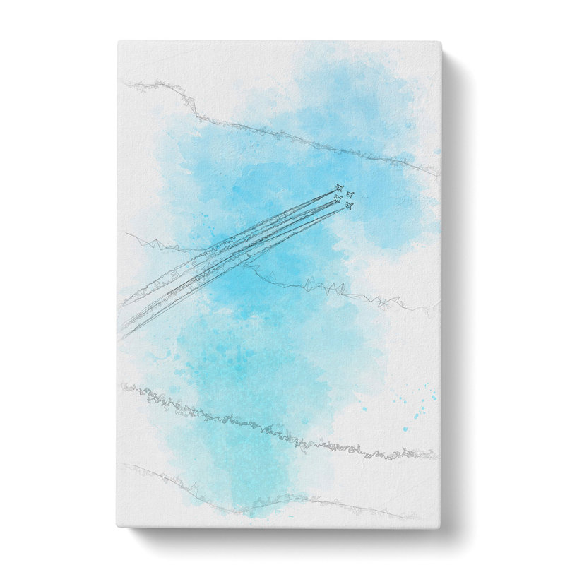 Plane Trails In The Sky - Wrapped Canvas Print, 60cm H x 40cm W x 3cm D