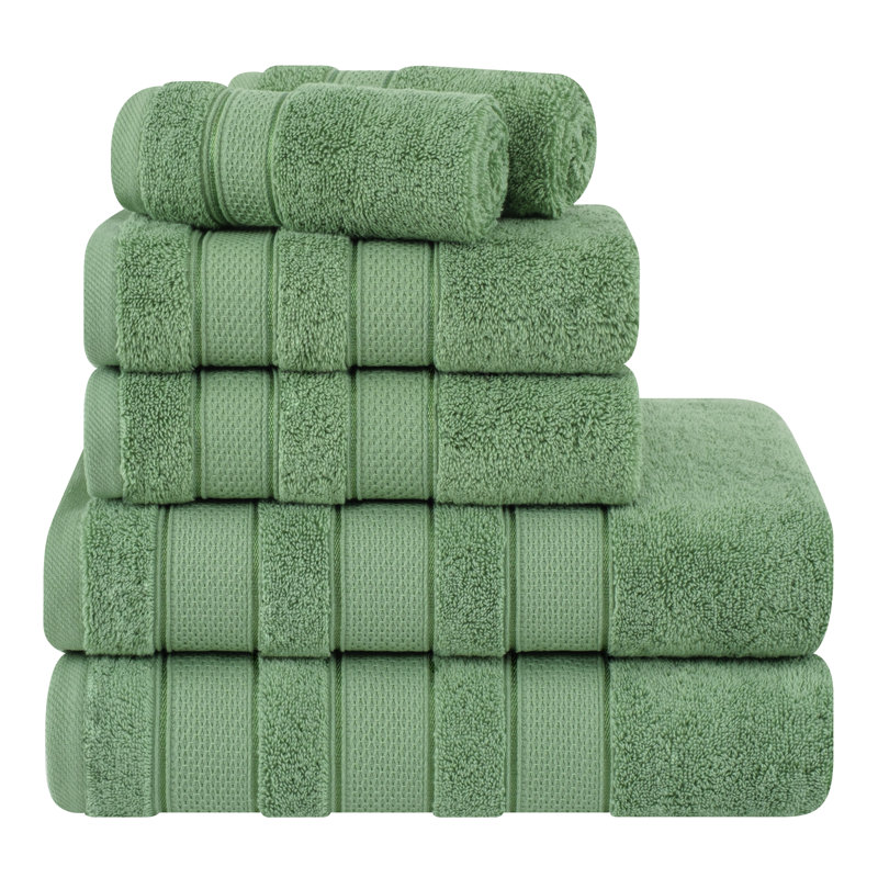 Ensemble 6 serviettes de bain Karani, Vert sauge