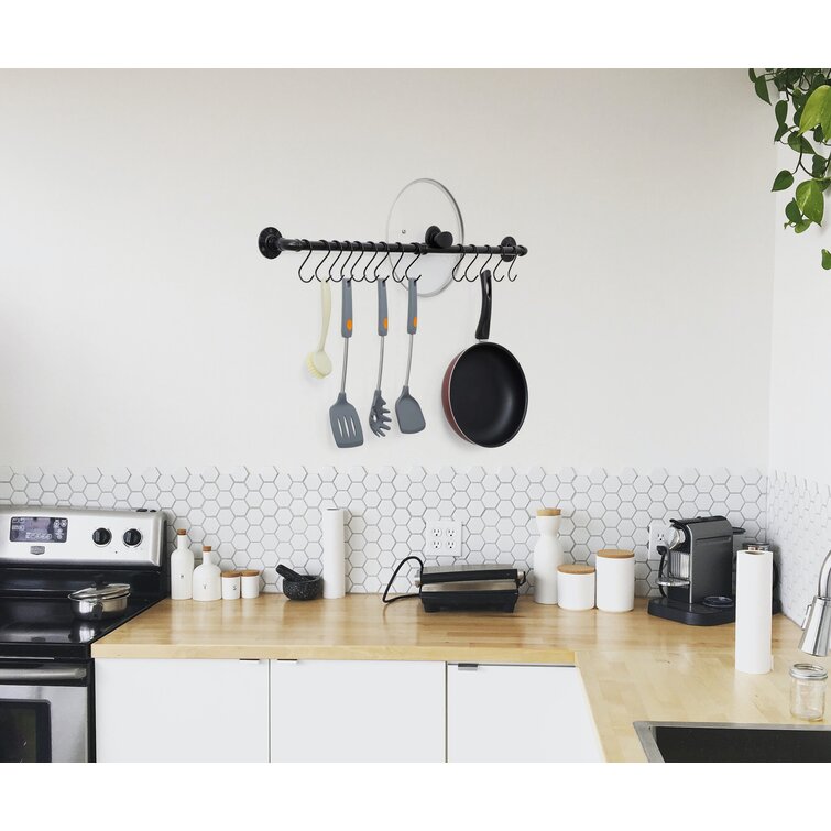 Prep & Savour Damyn Metal Straight Wall Mounted Pot Rack