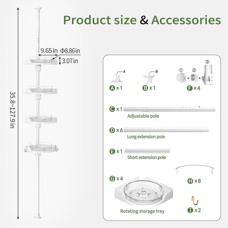 Shower Storage Rack, White