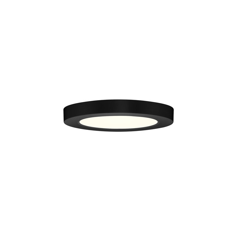 Modern Round Low-Profile Integrated LED Flush Mount, Black, 0.61" H x 5.25" W x 5.25" D
