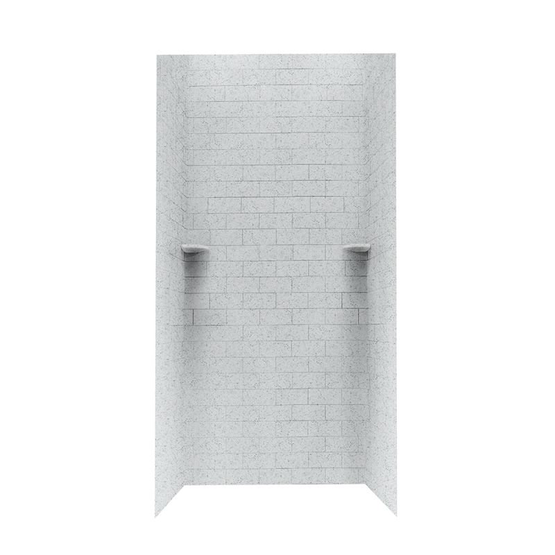 36'' W 36'' D 72.5'' H Glue Up Solid Surface Wall, Tahiti Gray