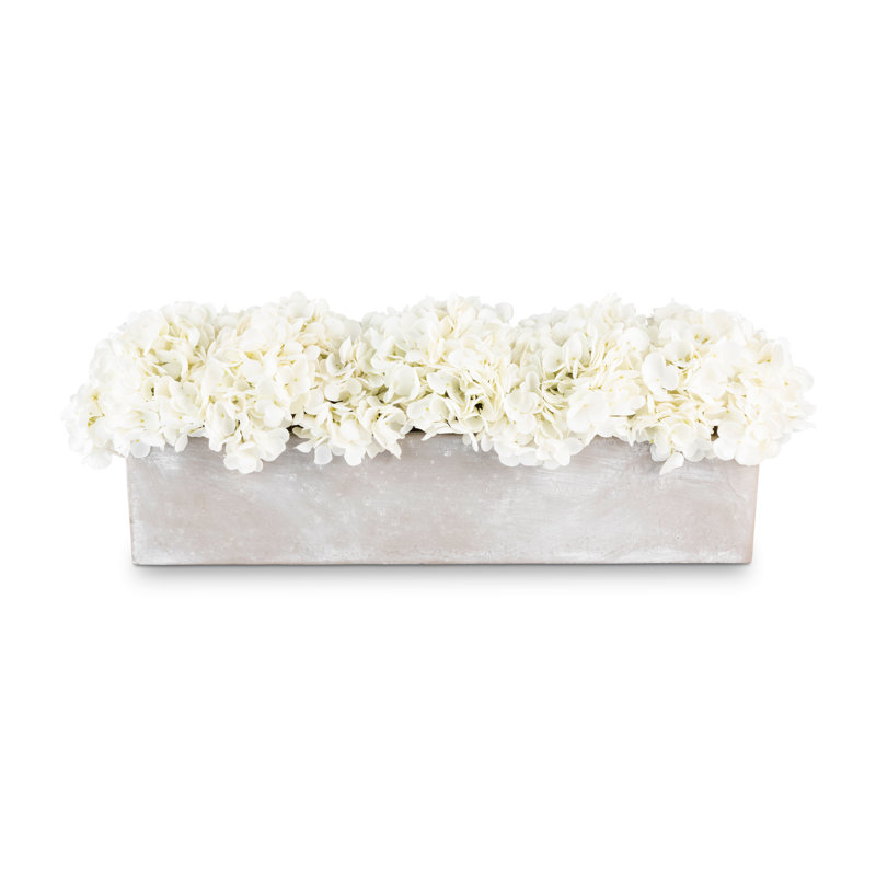 Cultivated Interiors Oblong Hydrangea Arrangement, White