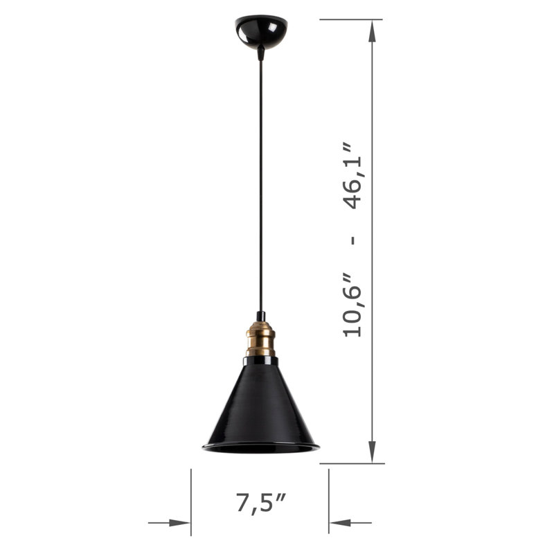 Luminaire suspendu conique à 1 lumière Excalibur