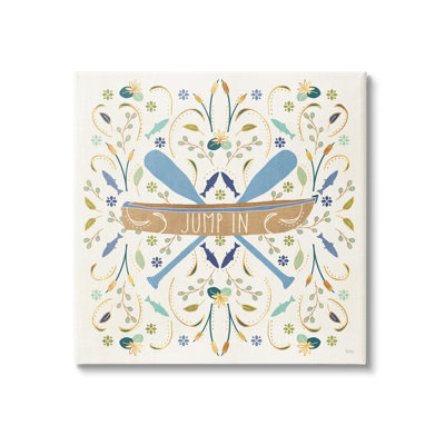 «Jump in Botanical Canoe Boat Crossed Ores» par Veronique Charron - impression sur toile tendue