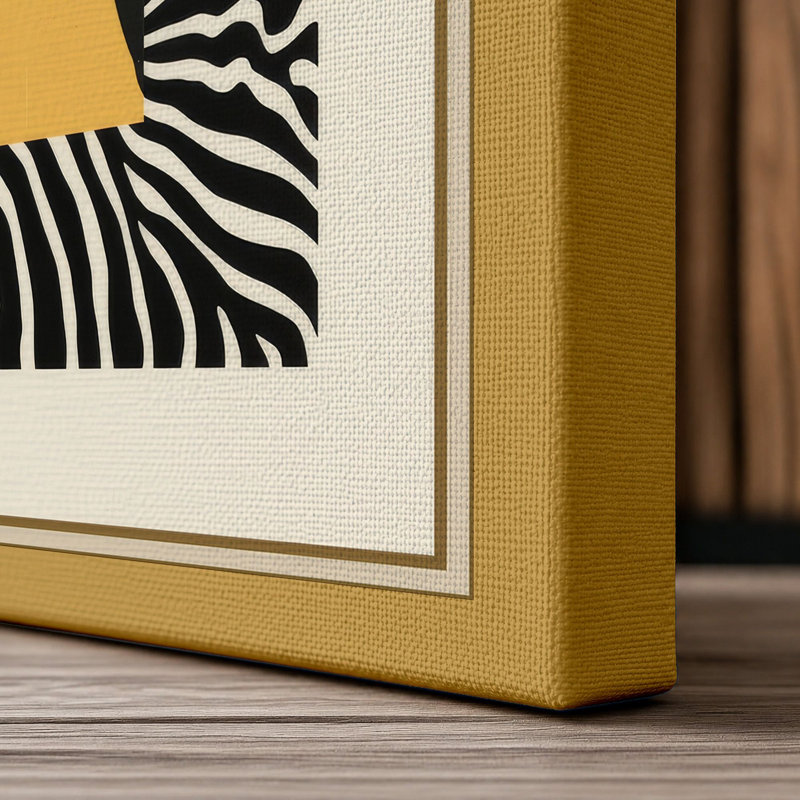 Geometric Face Art Deco - Wrapped Canvas, 36x24 - 91.4 x 61.0 cm, Ochre Border