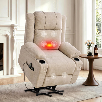 Power Lift Recliner Chair for Elderly with Massage and Heat,Electric Lift Reclining Chair with Side Pockets and Cup Holders,Massage Recliner Chair for Living Room