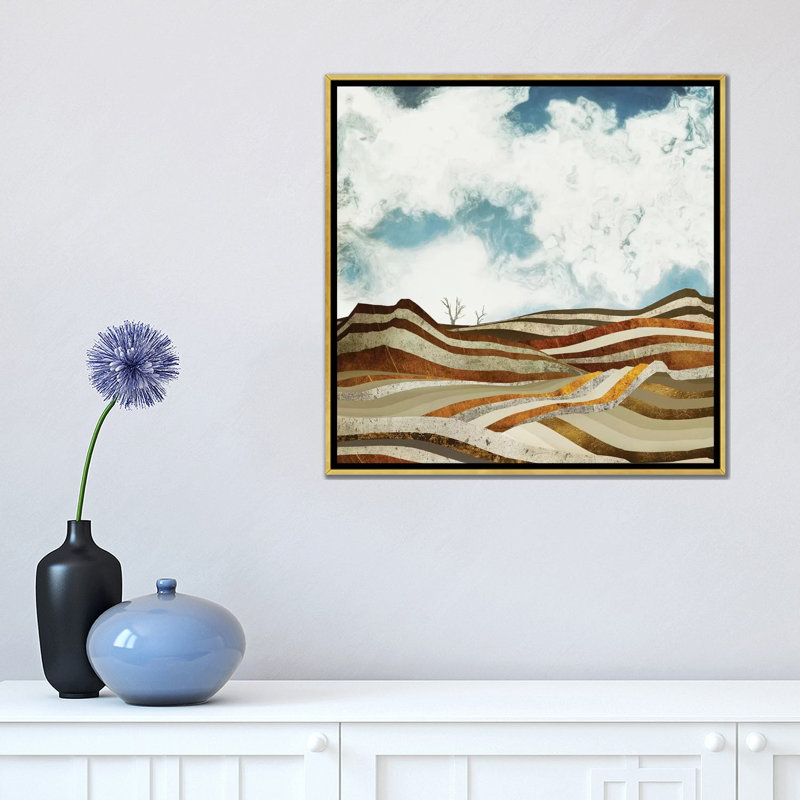 Desert Calm - impression d'art graphique, Toile encadrée d'or, Aucun mat, H 18 po x l 18 po x 1,5 po