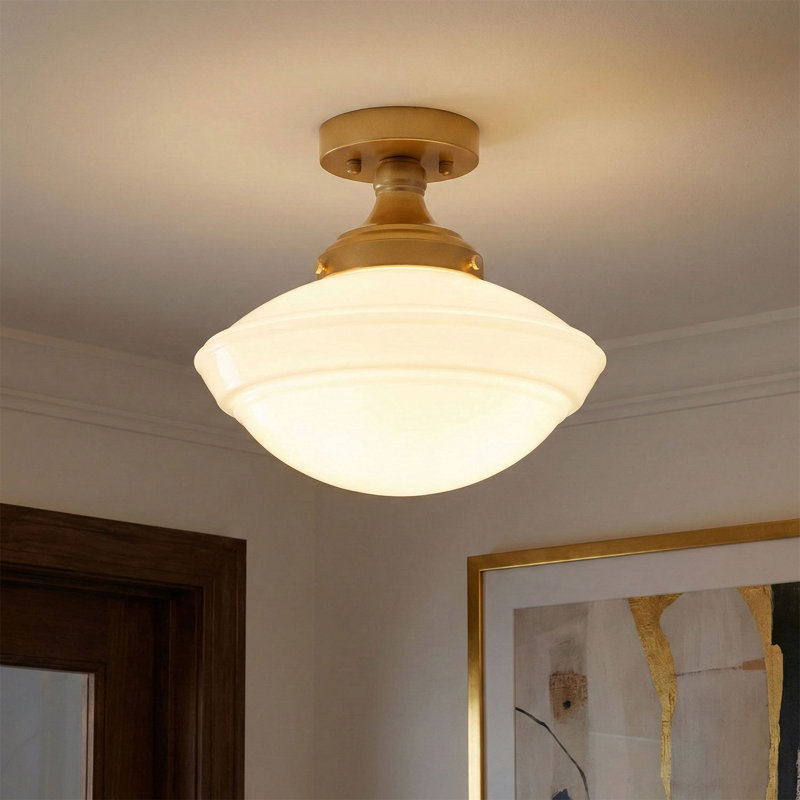 Plafonnier encastré 1 lumière en verre de jade blanc réglable