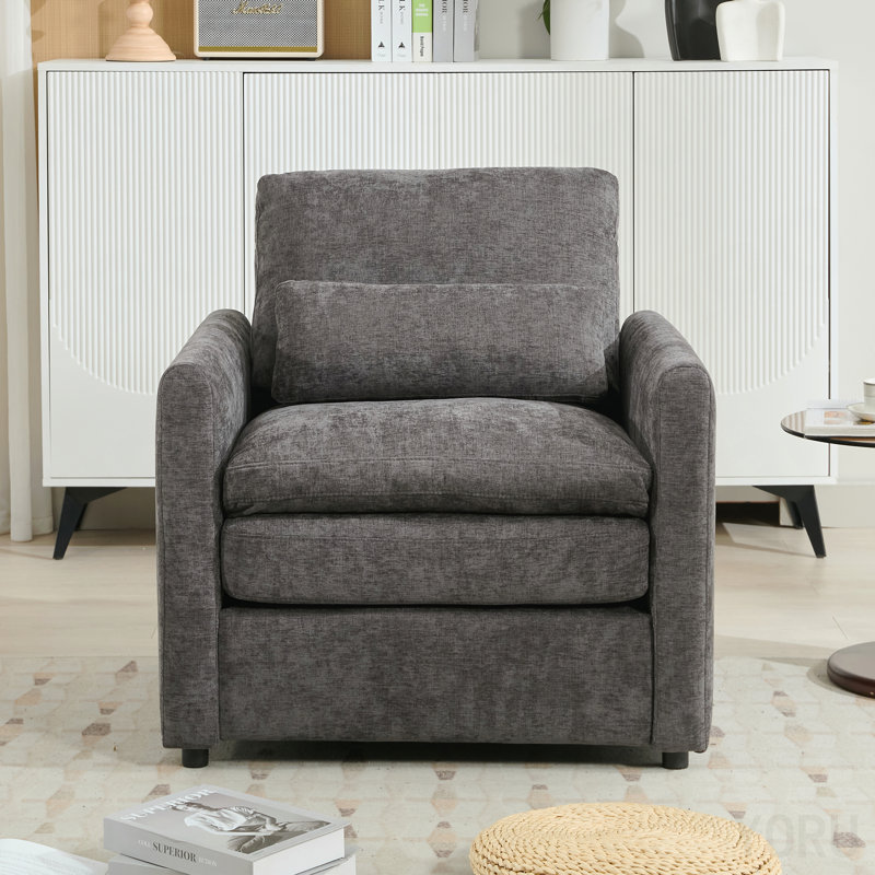 Fauteuil rembourré 31,9 "surdimensionné et confortable, Gris