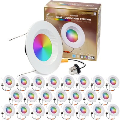 6 Inch RGBW Color Smart Downlight Retrofit With Baffle Trim, 1000 Lumen, Wifi Access, No Hub Required, Compatible With Alexa Or Google Assistant (24 P -  MW LIGHTING, MW-D613-BA-RGBWIFI-24PK