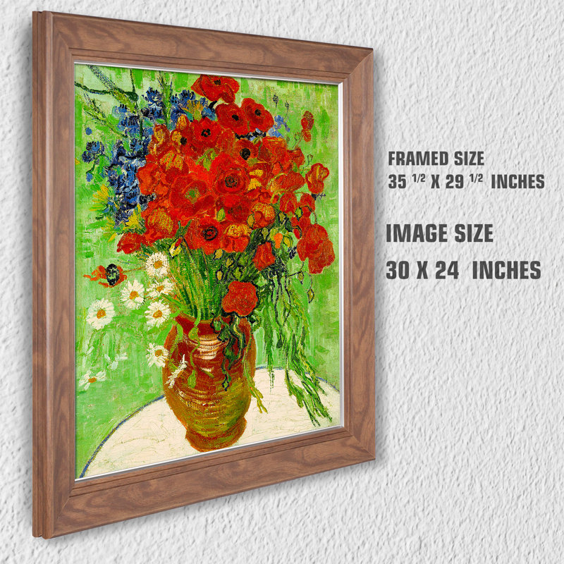 «Red Poppies And Daisies» par Vincent Van Gogh, reproduction sur toile, H 35,5 po x l 29,5 po x P 0,75 po