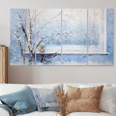 «Winter Landscape Snowfall Forest II - Winter Landscape», art mural 4 pièces