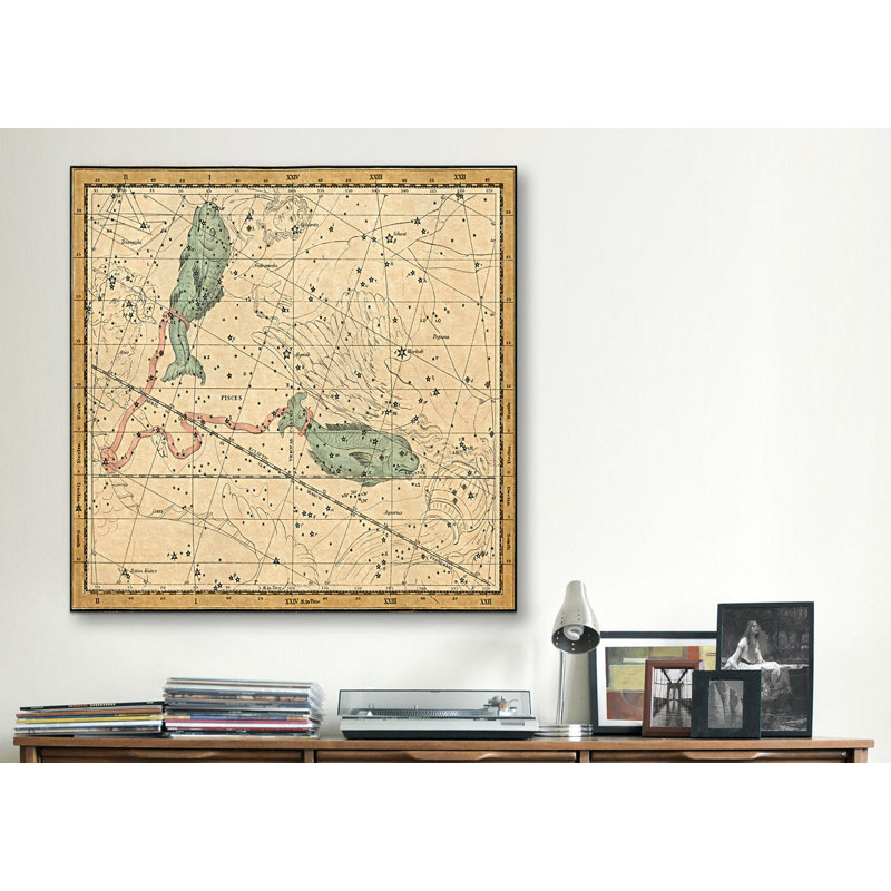Cartes et graphiques «Atlas céleste - planche 22 (Poissons)» par Alexander Jamieson, impression sur toile