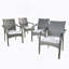 Chaise d'extérieur empilable en rotin PE avec structure en fer (ensemble de 4), gris