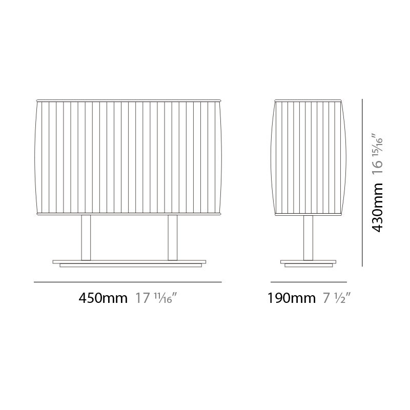 Blissy 16.9291" Table Lamp, Ivory Pleated, Metallized Gray
