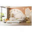 Lit double en bois avec lit gigogne simple, blanc-130092274-130092275