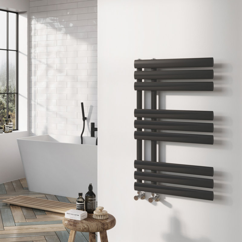 Flat Panel Towel Rail Heated Towel Rails, 82cm H x 50cm W x 56cm D, Anthracite