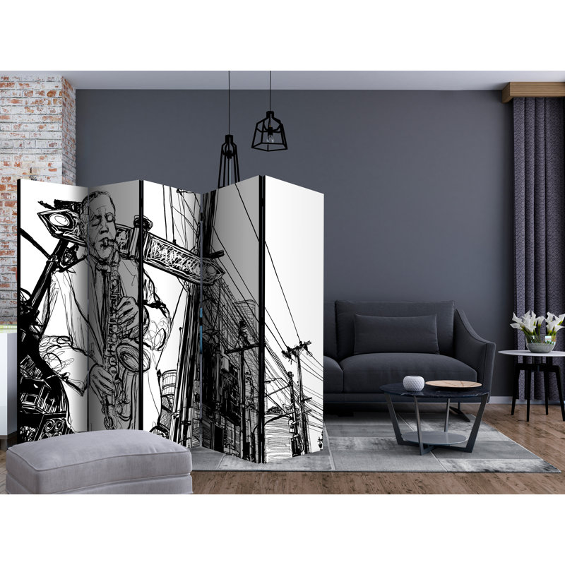 225cm W x 172cm H 5 - Panel Solid Wood Folding Room Divider