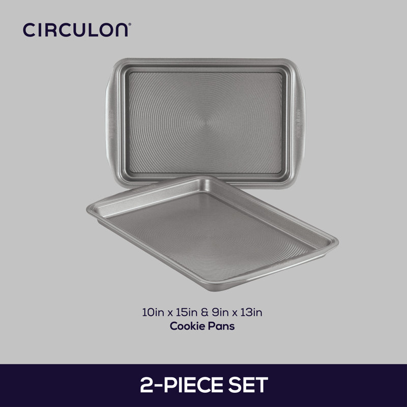 Circulon Bakeware Nonstick Baking Pans / Cookie Pan Set, 9 Inch x 13 Inch and 10-Inch x 15-Inch, Gray