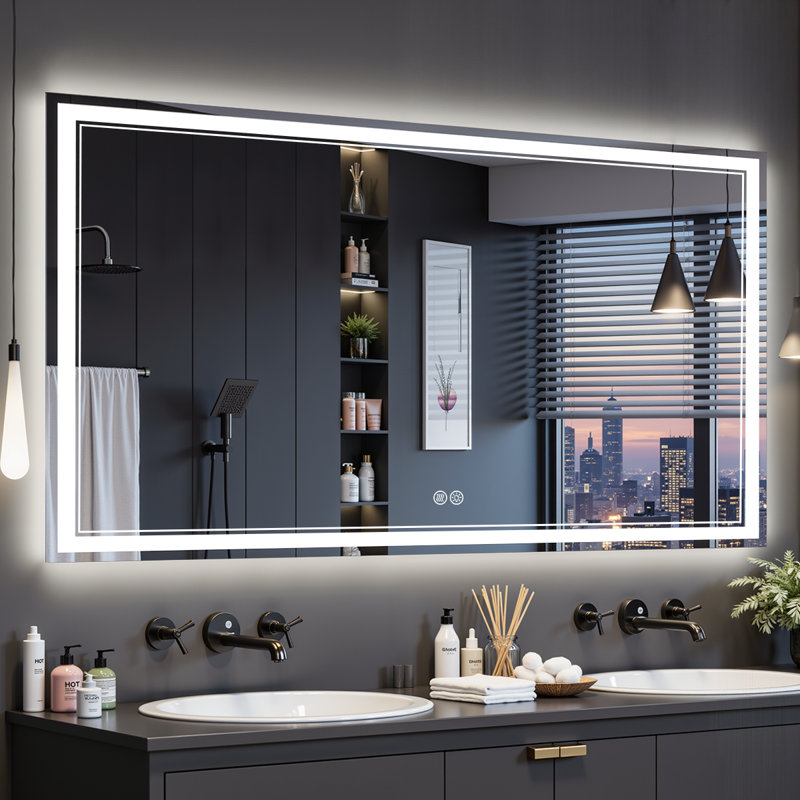 Chrisna UL Certified LED Bathroom Vanity Mirror, Front & Backlit, Anti-Fog Tempered Glass with 3-Year Warranty, 72"×40"
