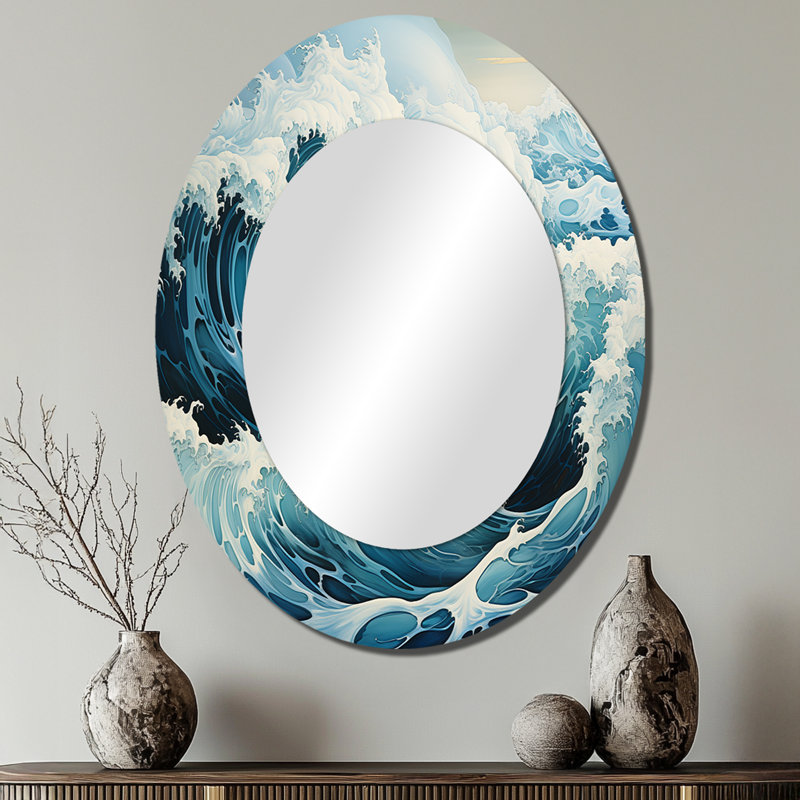 Miroir mural bleu sarcelle / océan, 40 po x 30 po