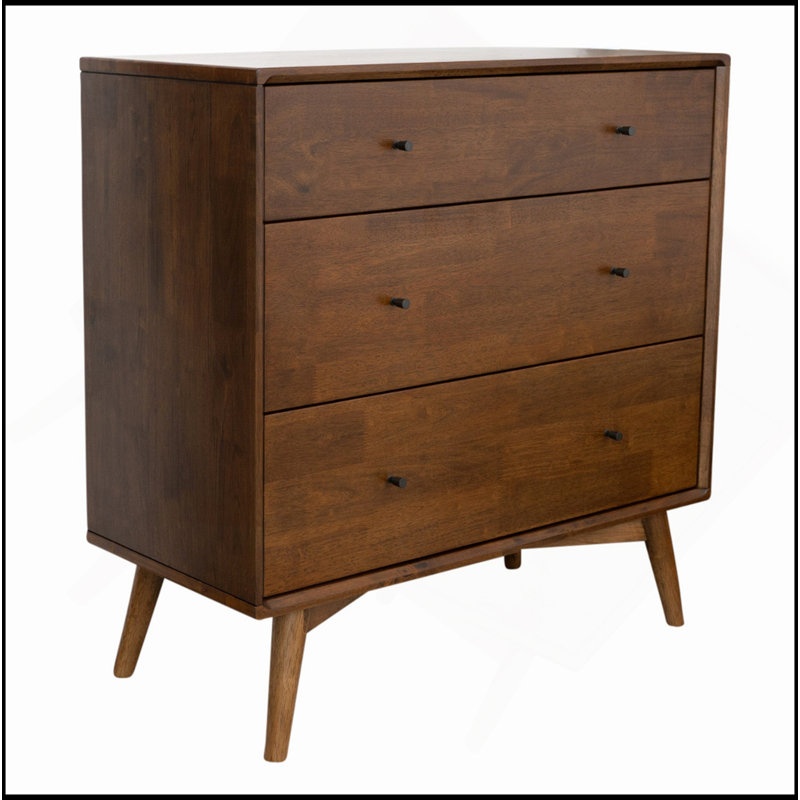Commode 3 tiroirs pour chambre à coucher Caroline Mid Century Modern