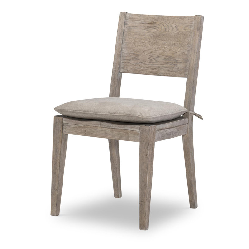Gray Wood Side Chair with Removable Cushion