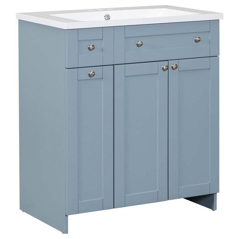 Meuble-lavabo simple 18 po avec lavabo, Bleu