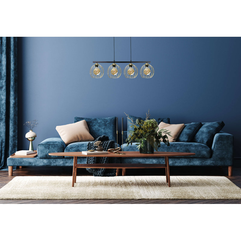 Gharass 4 - Light Kitchen Island Pendant, Black/Gold