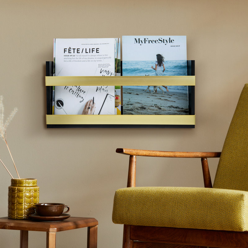 Decorative Brass Metal Bar Magazine Rack