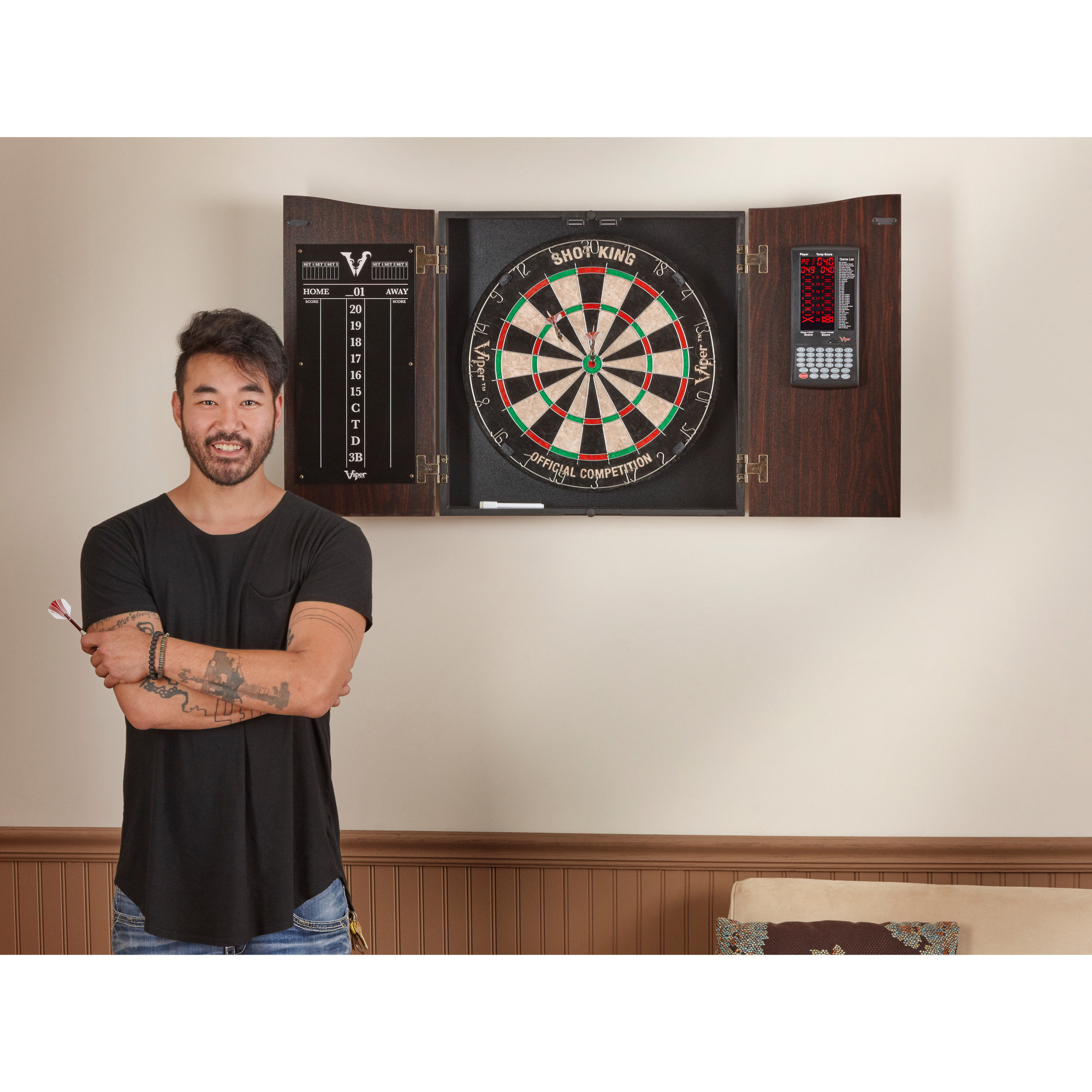 Viper Vault Dartboard Cabinet and ProScore Electronic Scoreboard Set & Reviews | Wayfair