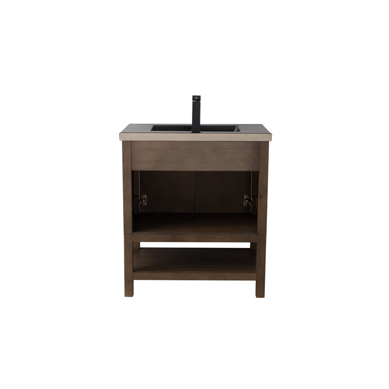 Ensemble de meuble-lavabo simple 30 po Chazden, Noir, Noir mat, Cocoa Brown
