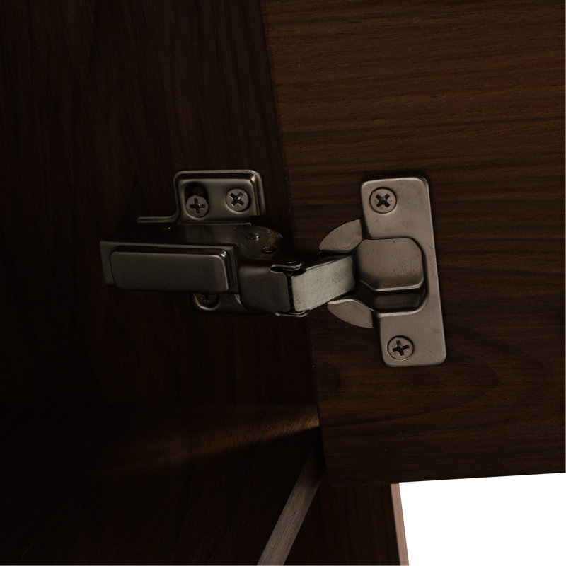 Meuble-lavabo autoportant de 18 po avec lavabo simple. Armoire avec portes à fermeture douce. Bassin en céramique robuste. Contreplaqué d'ébène brun pour les petites salles de bain Structure sans effort de 18 po. Baignoires