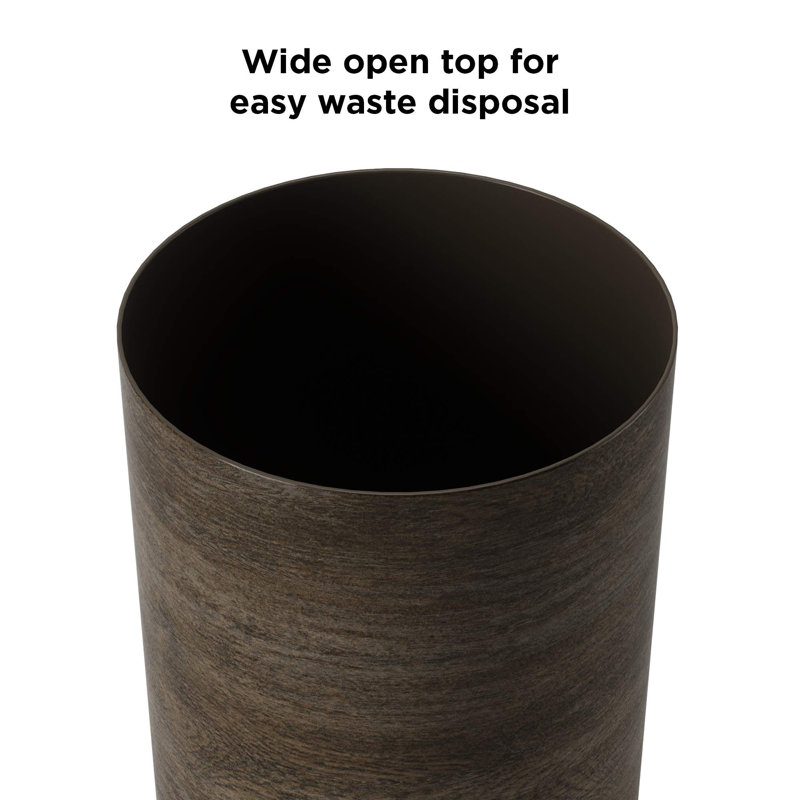 Barnwood Plastic Open Top Bathroom Trash Can