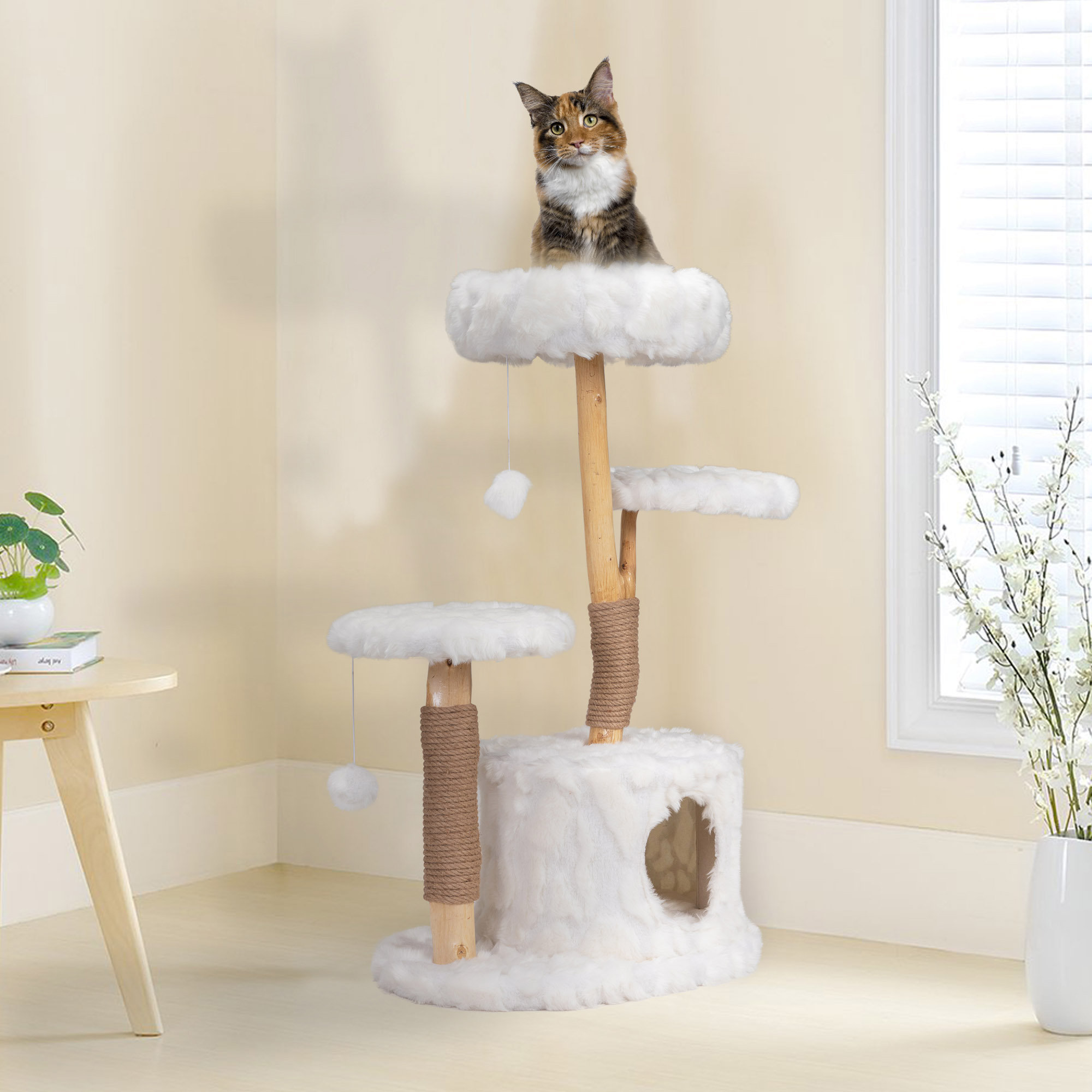 Tucker Murphy Pet™ Modern Cat Tree, Natural Branch Cat Tower Wayfair