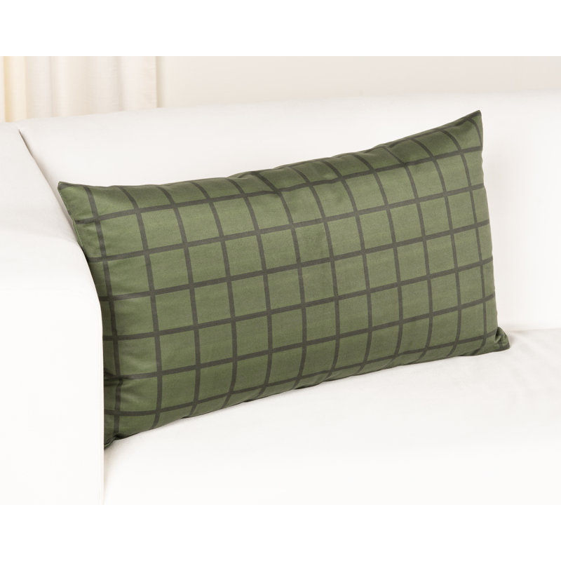 Coussin Mini Grid, Bourre en polyester, Pin, 26 po x 14 po