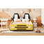 Lit de voiture de course simple avec roues jaunes et fabrication ferme - Plateforme robuste en forme de voiture de repos durable-1536834654