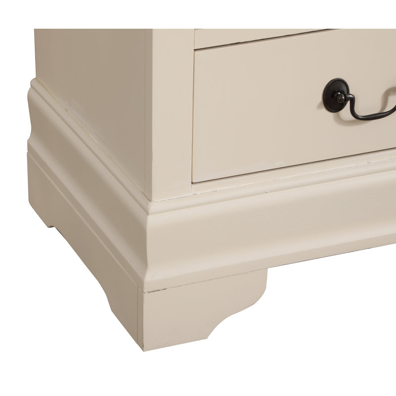 Table de chevet 2 tiroirs LouisPhillipe, beige, Beige