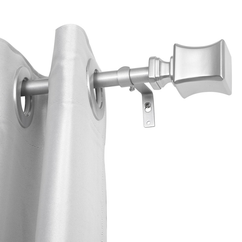 Adjustable Nickel Metal Single Curtain Rod with Decorative Finials