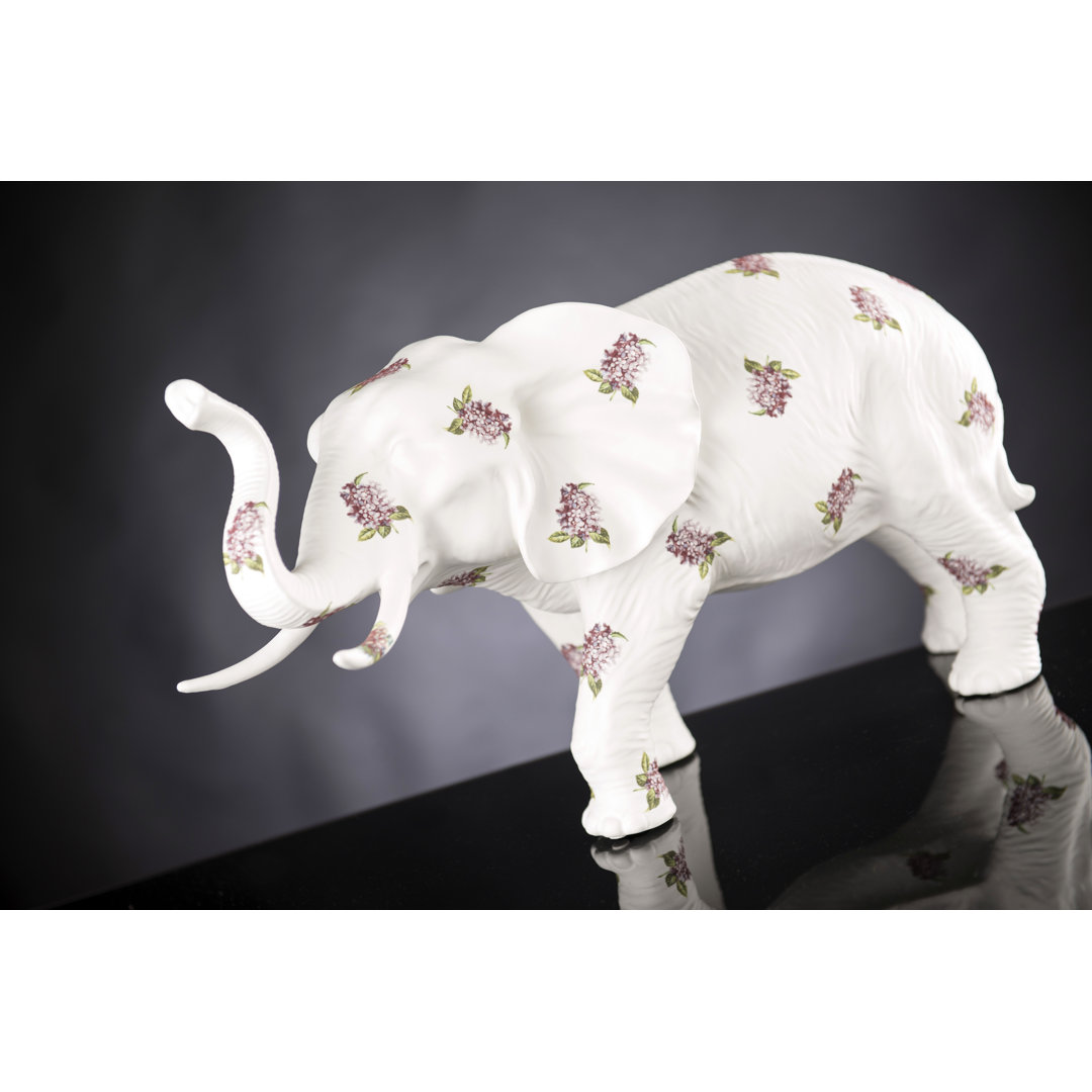 Maceo African Mother Elephant with Floral Sculpture