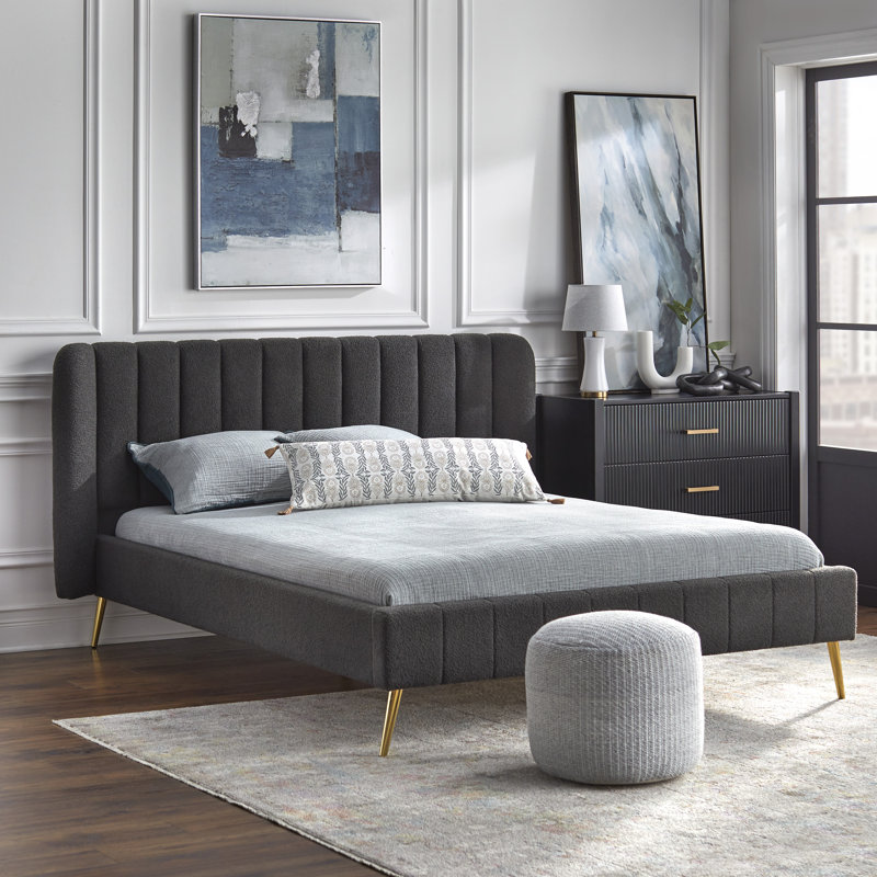 Zoua Upholstered Platform Bed, Gray