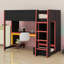 Lit mezzanine en bois avec bureau, garde-robe, DEL et tiroir-969395262