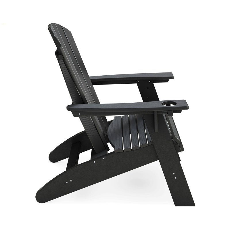 Black Adirondack Chair – Sturdy HDPE Poly Lumber For Poolside, Patio, And Garden Relaxation, Black