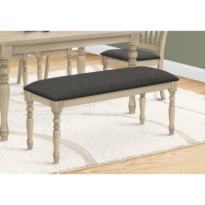 Banc rembourré gris antique, 48 po, en bois massif pour siège de cuisine de L 47,5 po