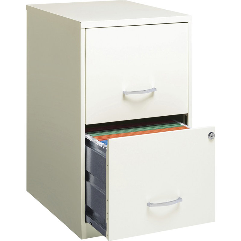 White 18" Lockable 2-Drawer Steel File Cabinet