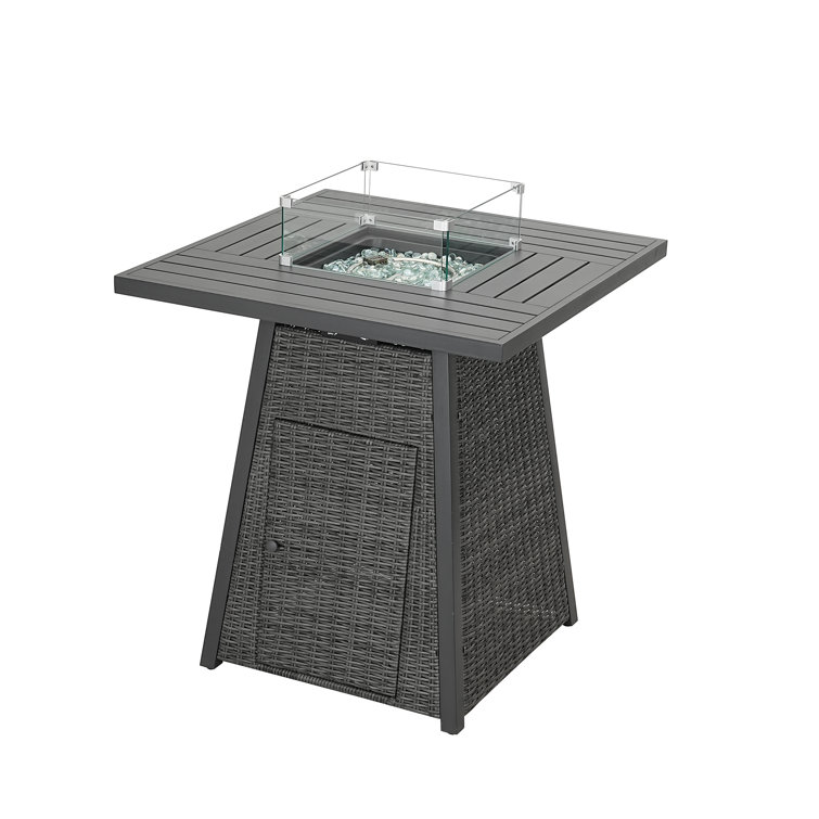 Chartion Square Aluminum Propane Smokeless Fire Pit Table with Hidden Fuel Tank